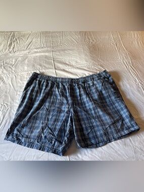 Faded Glory Blue Plaid Drawstring Casual Shorts Size 3XL
